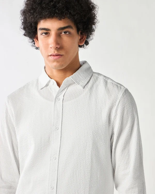 Men's White Textured Shirt