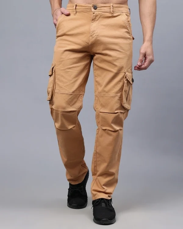 TRIBE'S Men's Brown Cargo Jeans