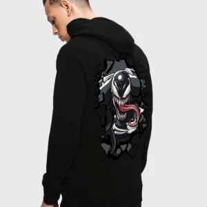 Men's Black Venom Street Graphic Printed Hoodies