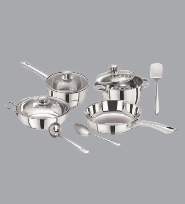 Stainless Steel Cookware Set With Glass Lid