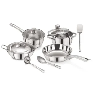 Stainless Steel Cookware Set With Glass Lid