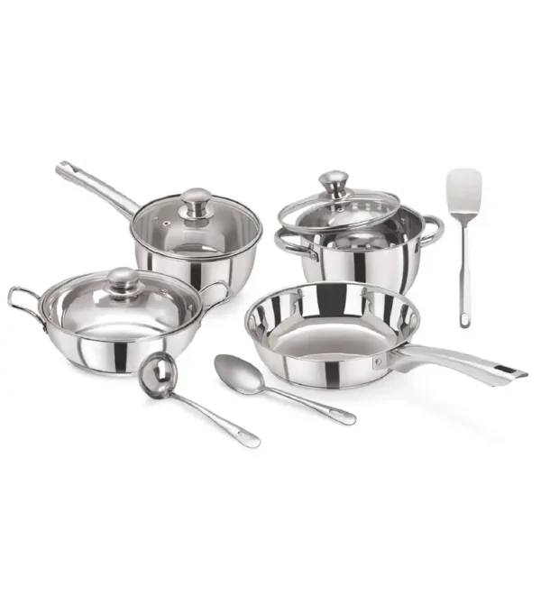 Stainless Steel Cookware Set With Glass Lid