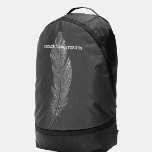 Unisex Black Printed Small Backpack