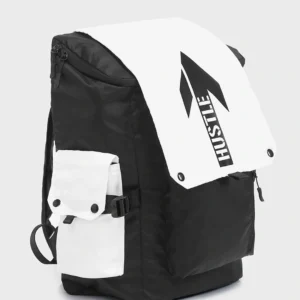 Unisex Black Hustle Printed Backpack