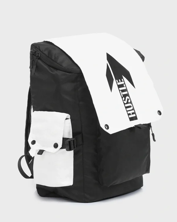 Unisex Black Hustle Printed Backpack