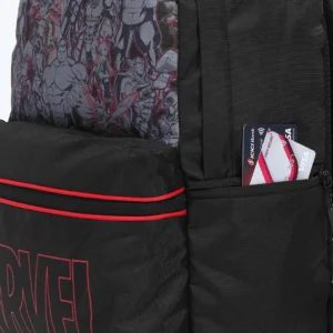 Unisex Black Marvel Printed Backpack