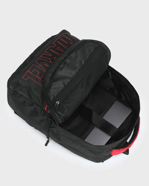 Unisex Black Marvel Printed Backpack