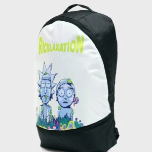 Unisex Black Ricklaxation Printed Small Backpack