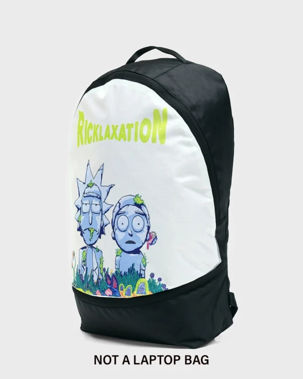 Unisex Black Ricklaxation Printed Small Backpack